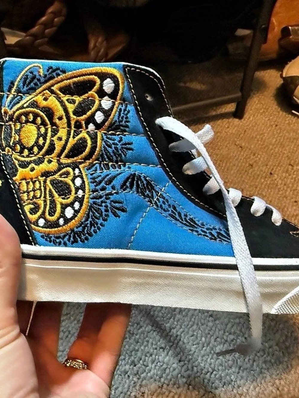Vans Sk8-Hi Dia De Los Muertos Floral High Top Sneakers Blue & Black